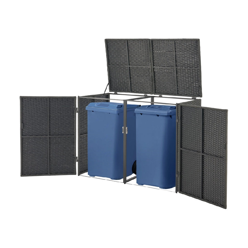 Outdoor Recycling Bin Storage Unit for Garden in Metal and Plastic - 80 x 40 x 100
