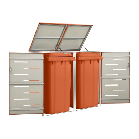 Outdoor Trash Bin Storage Unit for Garden Use, Made of Metal and Plastic, Dimensions 80 x 40 x 100